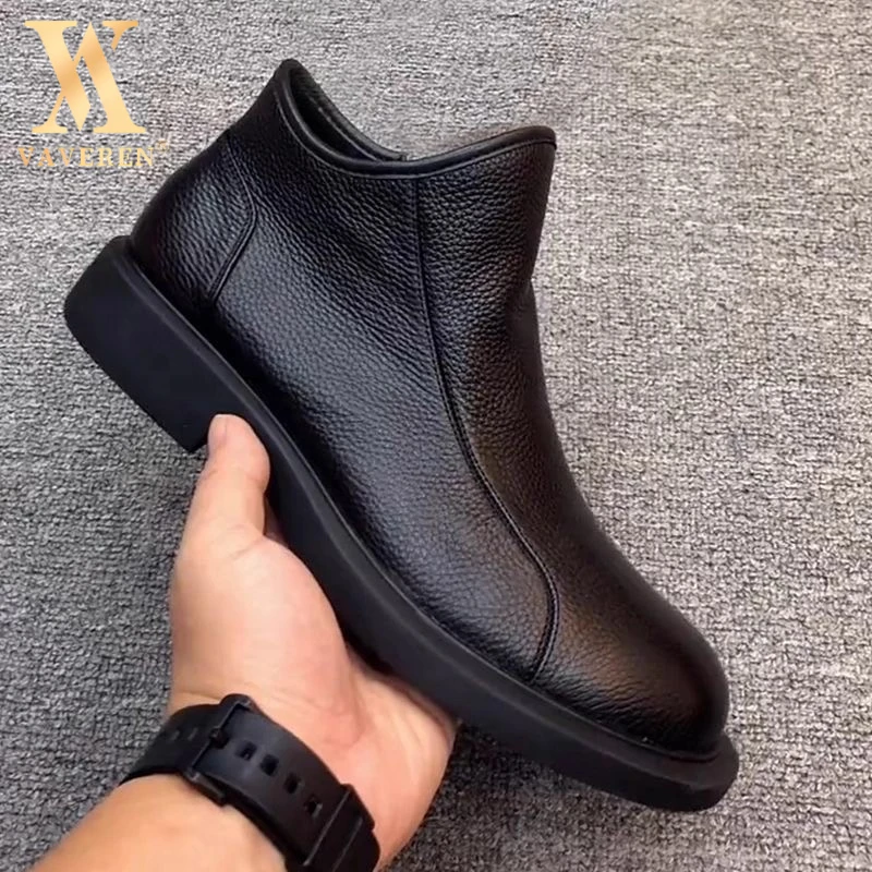 头层牛皮马丁靴男高帮加绒真皮软皮英伦中帮短靴男款切尔西马丁靴