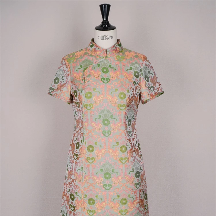 【钱小萍招财如意貔貅纹锦】高端宋锦旗袍连衣裙CD2167481