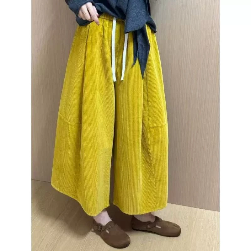 大阔腿裤子设计八分裤灯芯绒裤子女2025秋冬新款韩版裤