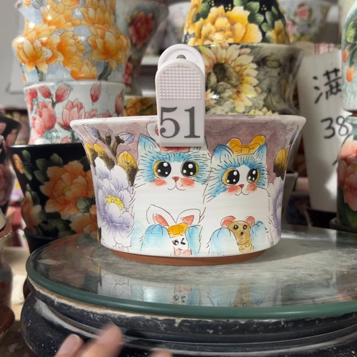 涵***涵景德镇手绘花盆满38包邮偏远地区除外