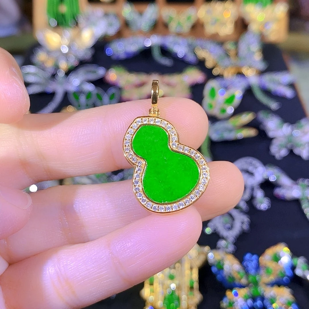 吊坠(不含链)银S925镶嵌翡翠