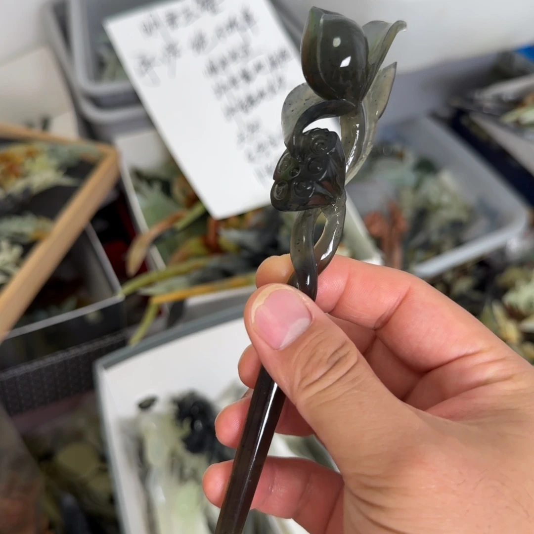 岫玉未镶嵌发饰明君玉簪就是好看