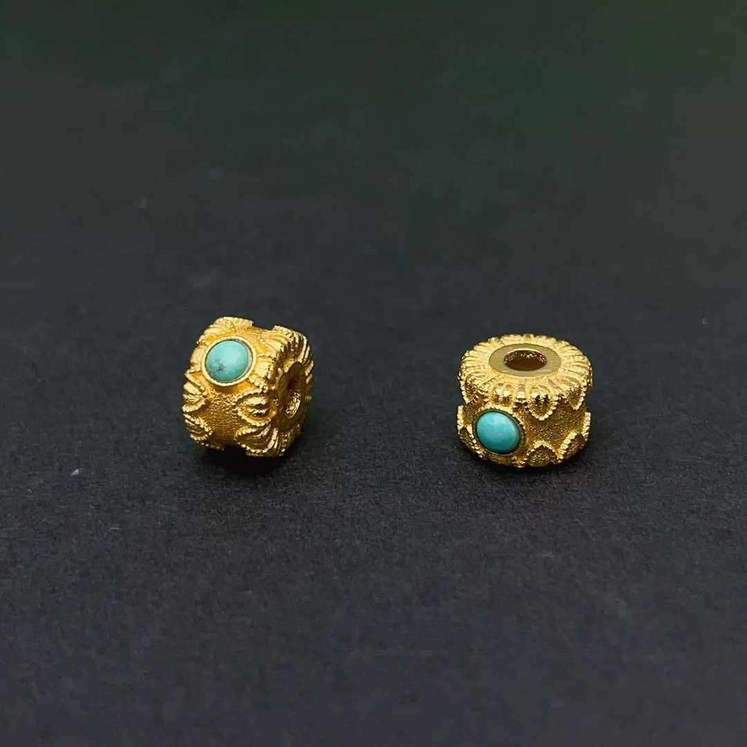 【萌宝饰品】B893天然松松并蒂莲圆形跑环隔珠DIY手串古法5.4*7.8mm