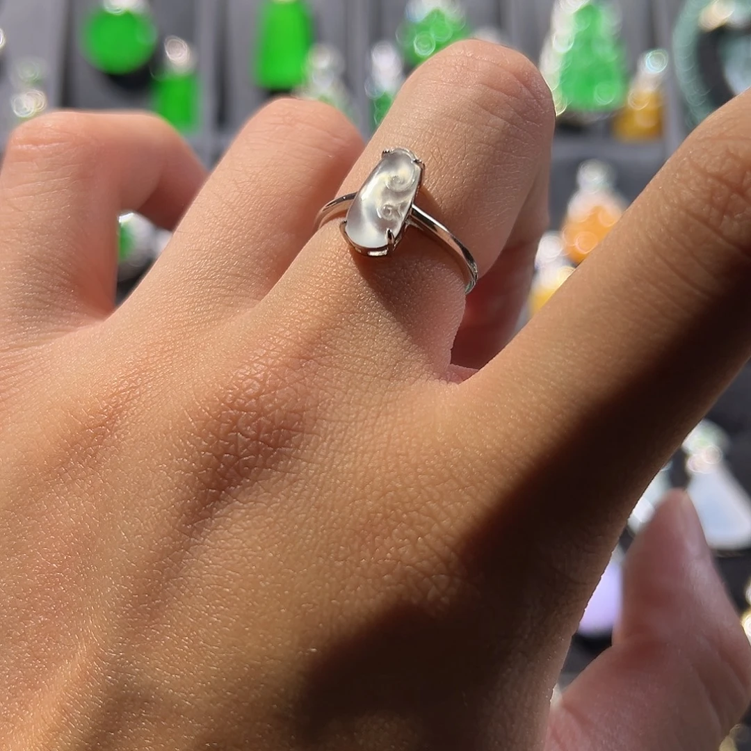 翡翠银S925镶嵌戒指戒指