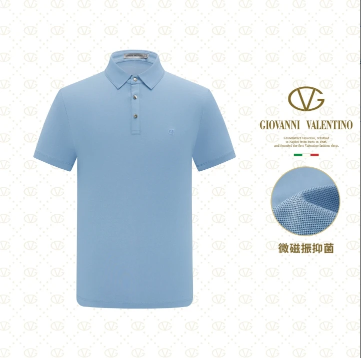 25夏季新品含桑蚕丝简约男士翻领短袖T恤男式Polo衫