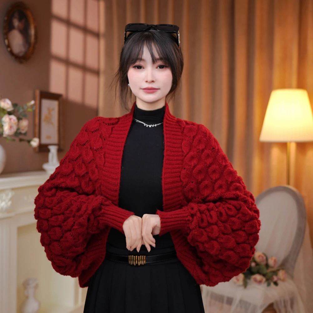 新款韩版时尚百搭春夏季针织披肩外搭高品质洋气外套穿搭气质镂空