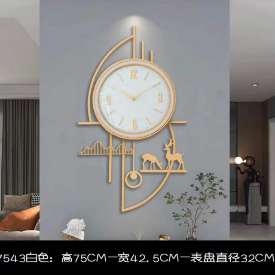 朗艺新款网红挂钟简约石英钟客厅新中式家用中国风创意装饰挂墙时