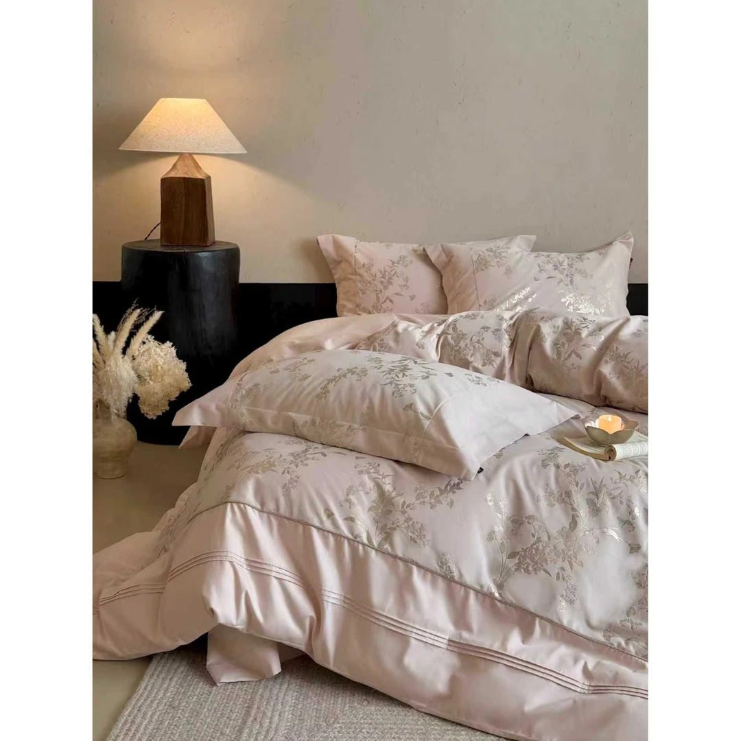 定制款长绒棉磨毛拼接提花鎏金绒工艺款四件套WSJ浮光跃金