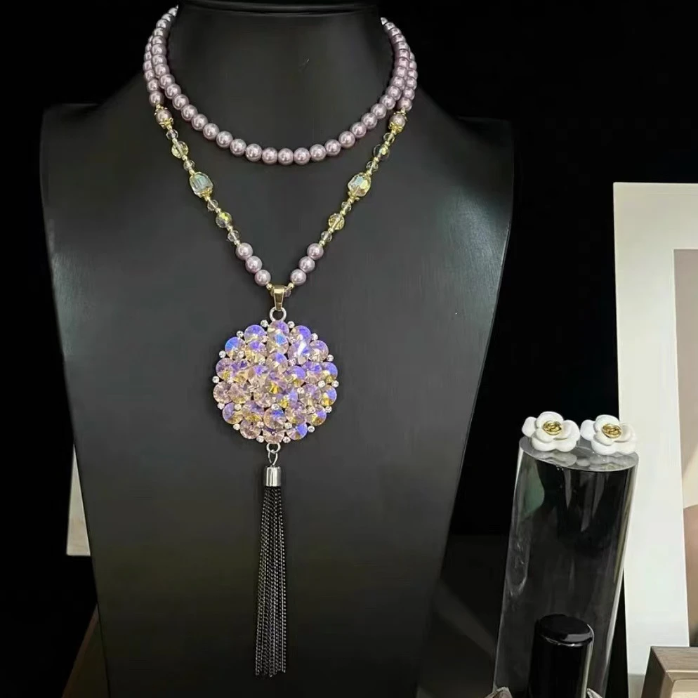 铜合金项链 【343】紫气东来长款项链轻奢简约毛衣链气质百搭饰吊坠