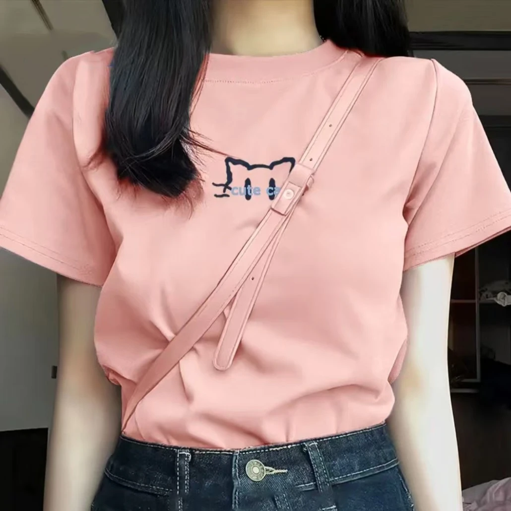 2025新款潮牌印花女款百搭韩版夏季显瘦休闲圆领女士T恤时尚半袖