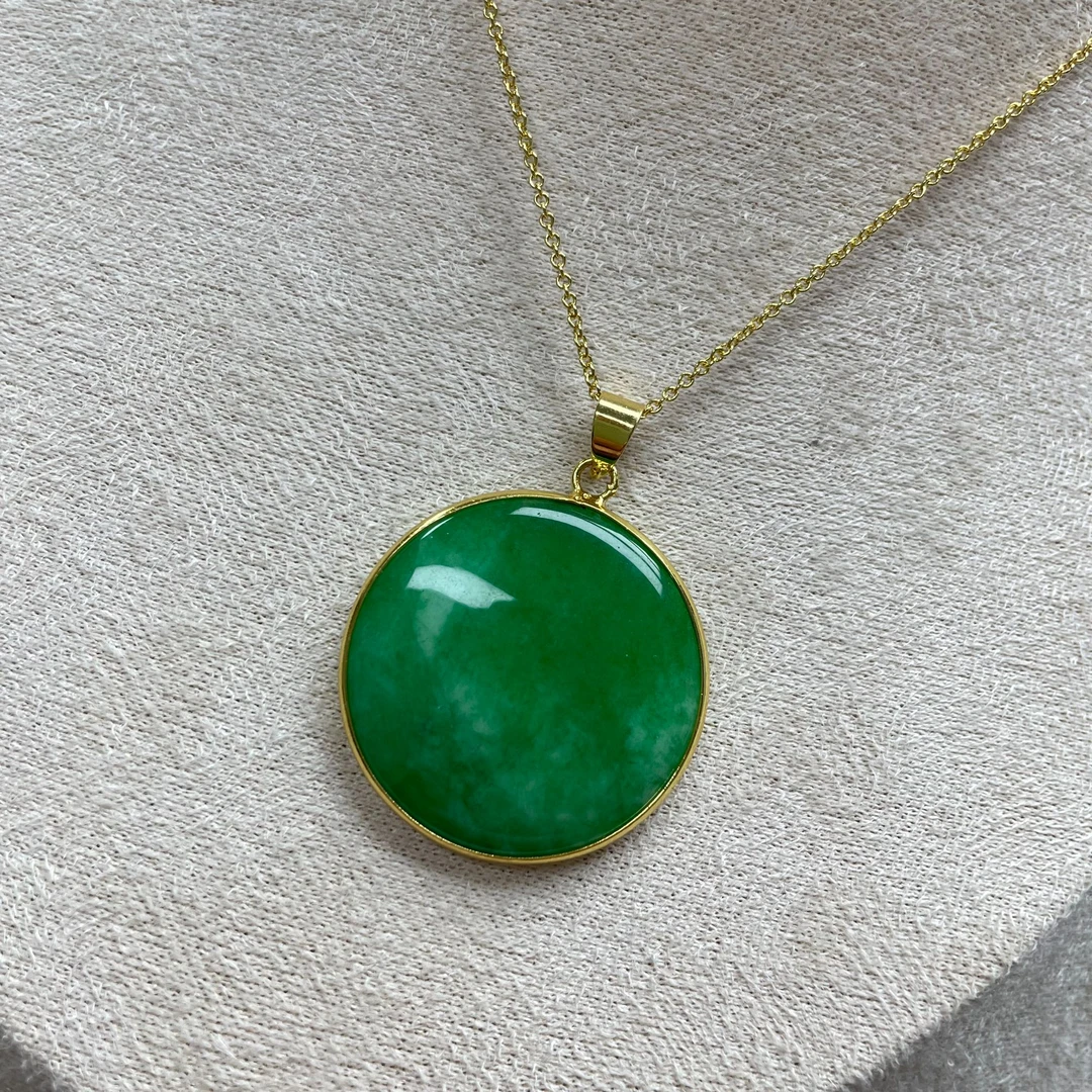 【大芃珠宝】翡翠14k圆无事牌LY416