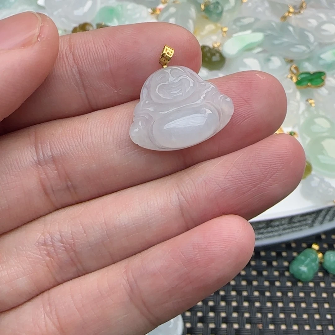 【闪购商品】翡翠颈饰18K金镶嵌小佛