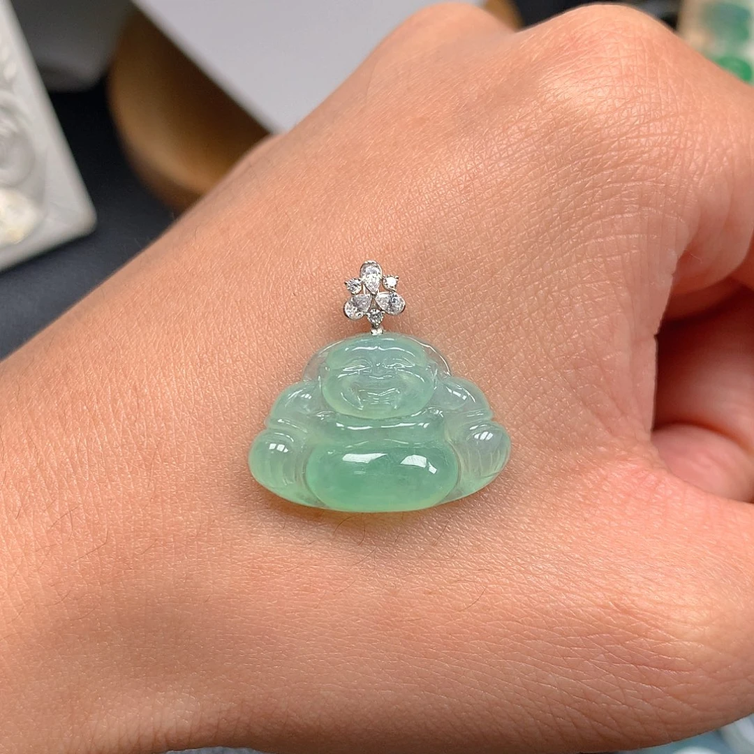 吊坠(不含链)18K金镶嵌翡翠