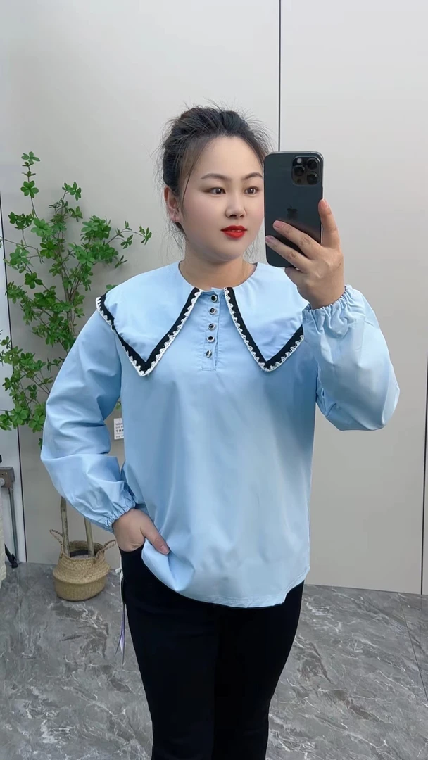 欧货设计感娃娃领蕾丝花边衬衫女春冬新款洋气宽松显瘦百搭打底衫