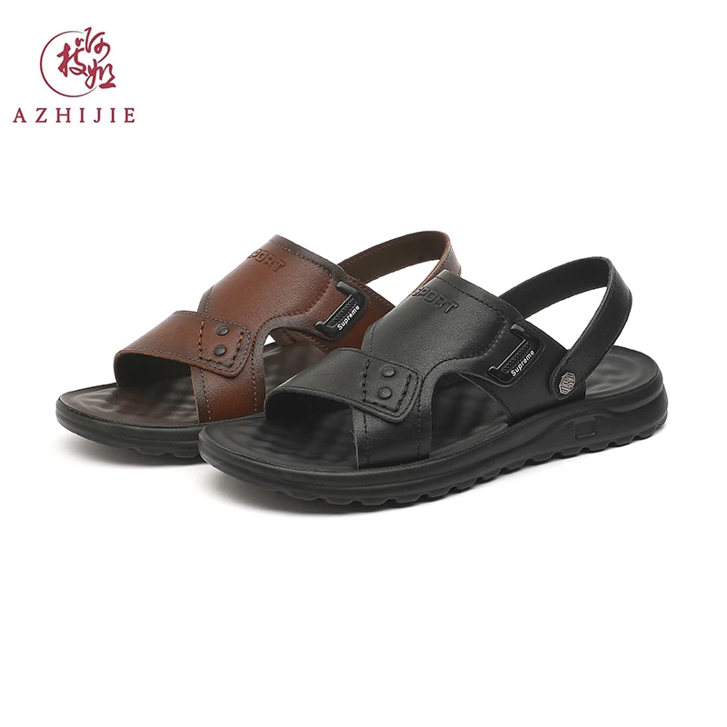 啊枝姐2025夏季户外时尚休闲8628透气外穿牛皮凉鞋男款舒适轻便