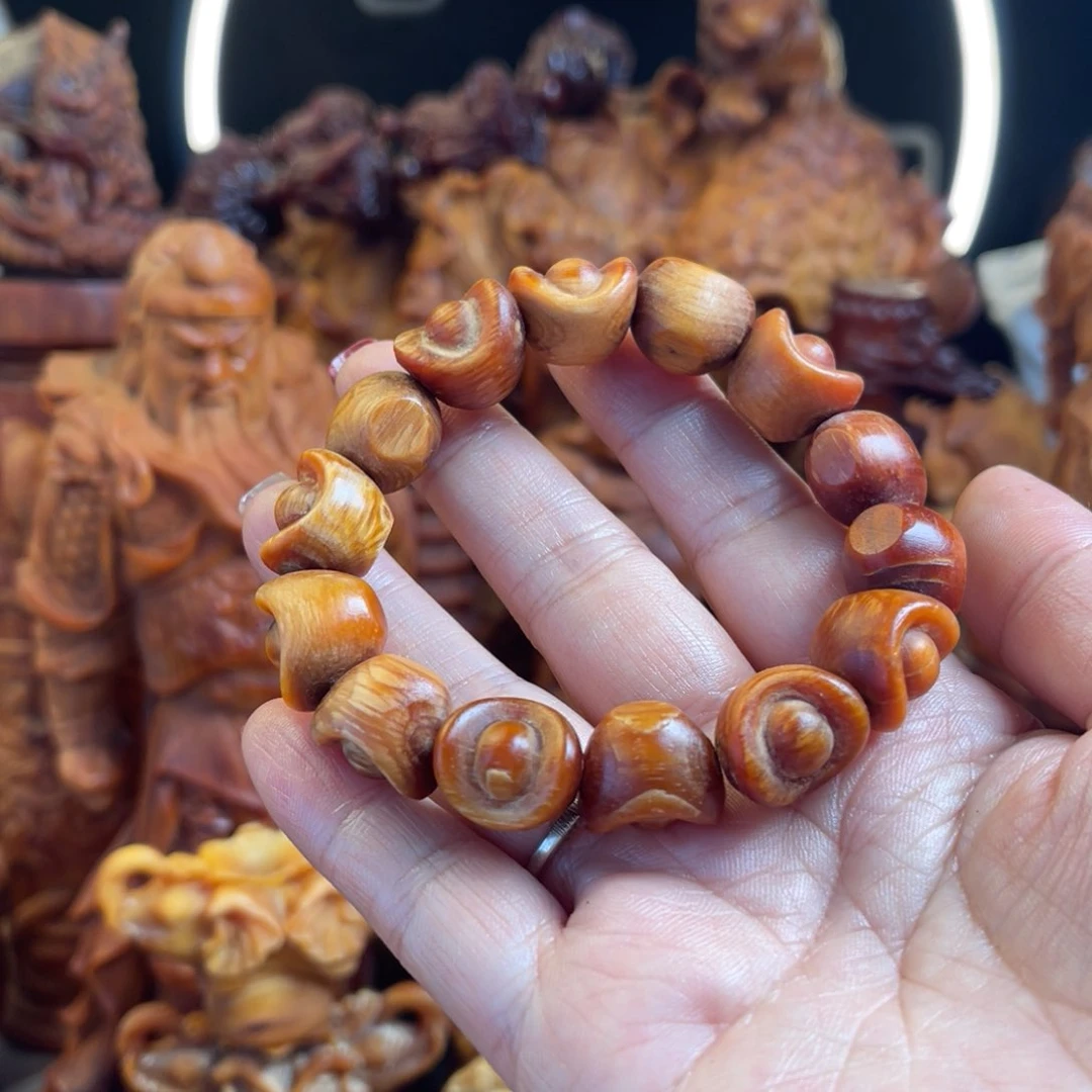 松木（琥珀木）其他瑕元宝手串