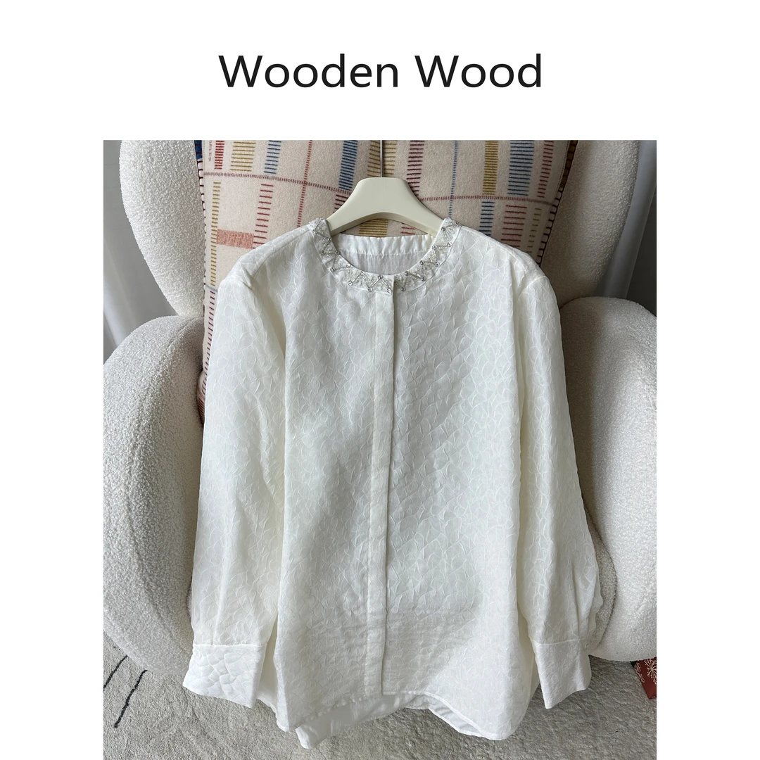 Wooden Wood“浮雕艺术”高端气质浮雕肌理感重工钉珠衬衫P24053