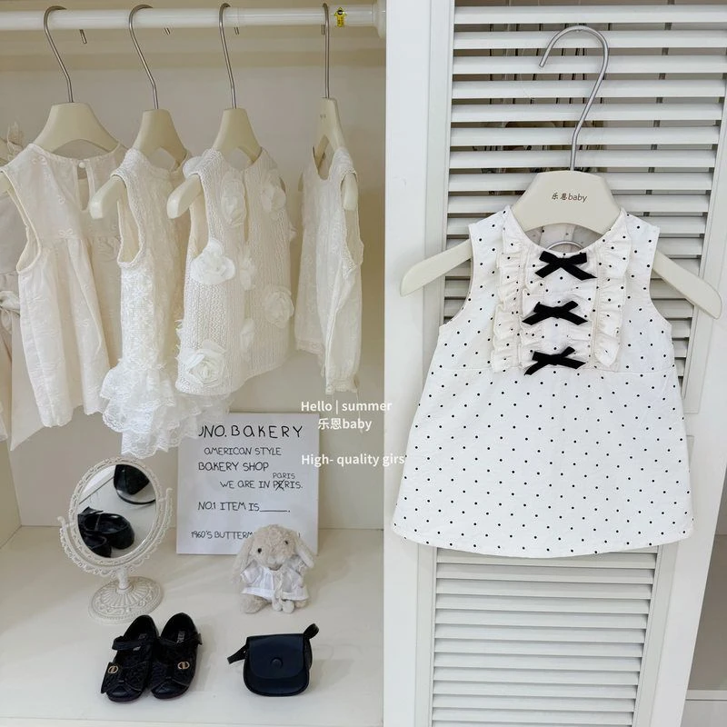 】女童连衣裙夏高定【波点蝴蝶结法式时髦乐恩裙原创童装背心裙