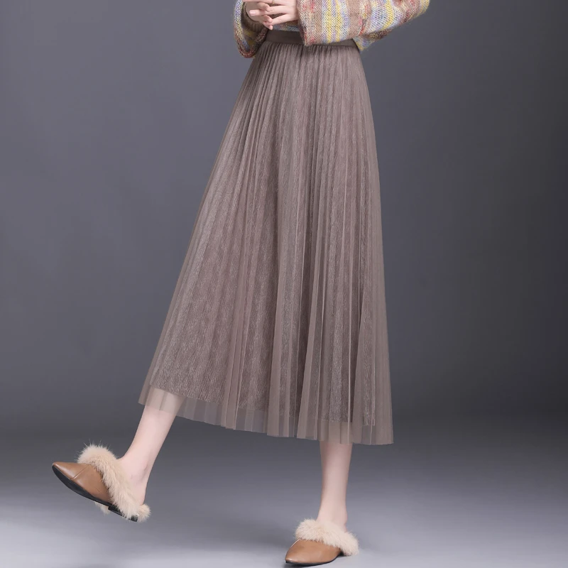 气质高腰纱网垂感休闲半身裙  QJ2211