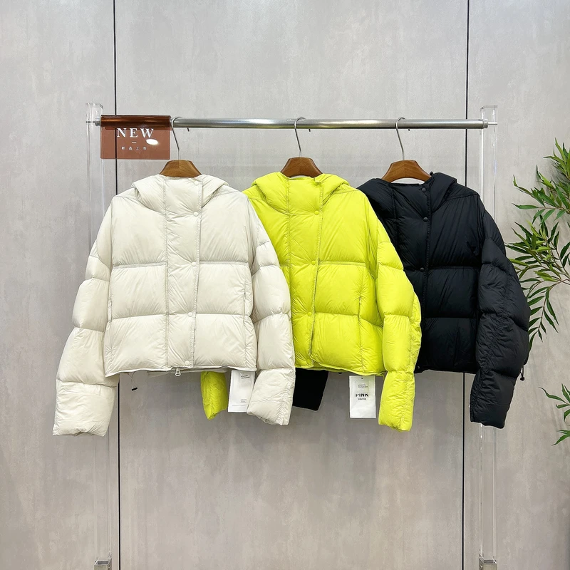 PINK品客冬季时尚连帽白鸭绒贝壳帽羽绒服女韩版纯色面包服89619