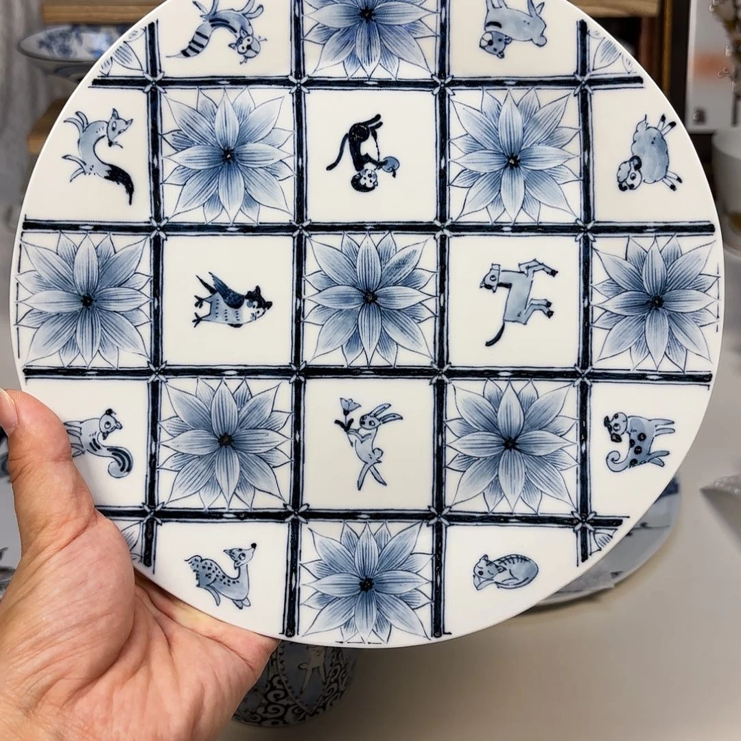 陶九谷理节 大盘子。