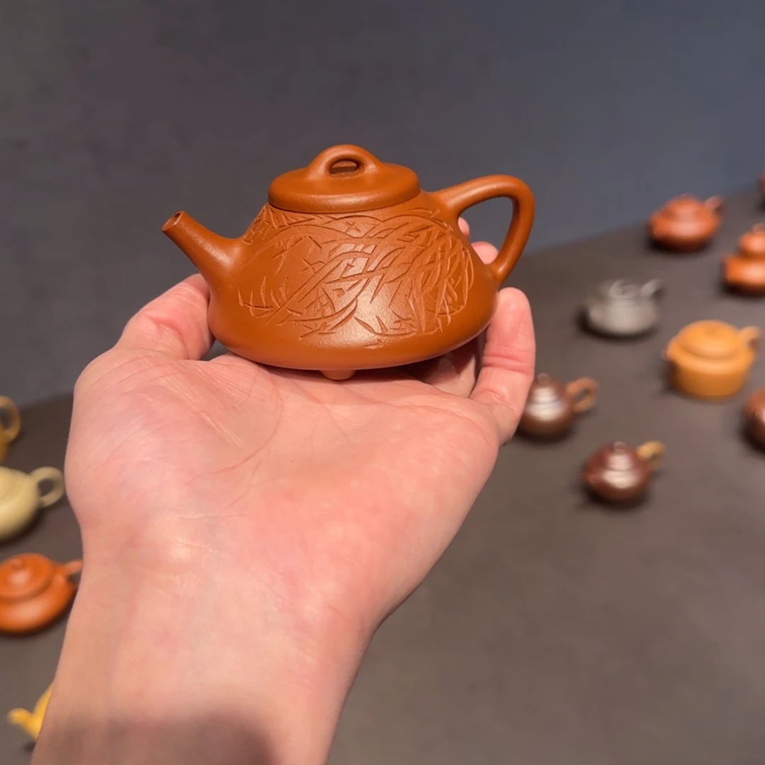 最***友紫砂茶壶子冶石瓢生砂朱泥 110cc