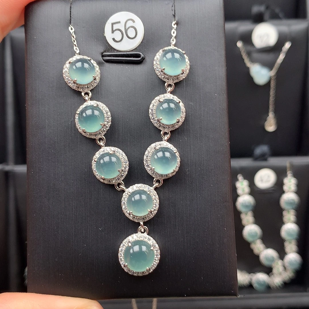 翡翠银S925镶嵌颈饰项链925