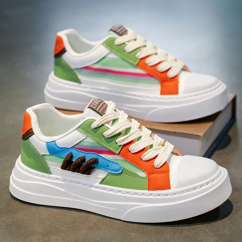 男鞋秋季透气小众原创设计百搭休闲板鞋学生厚底增高运动小白潮鞋