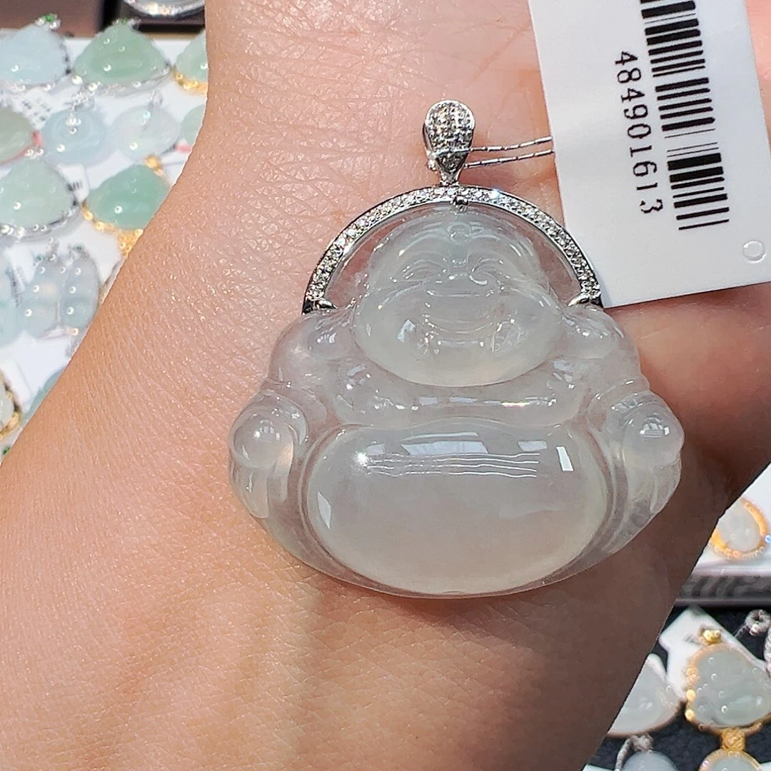 项链18K金镶嵌翡翠佛公