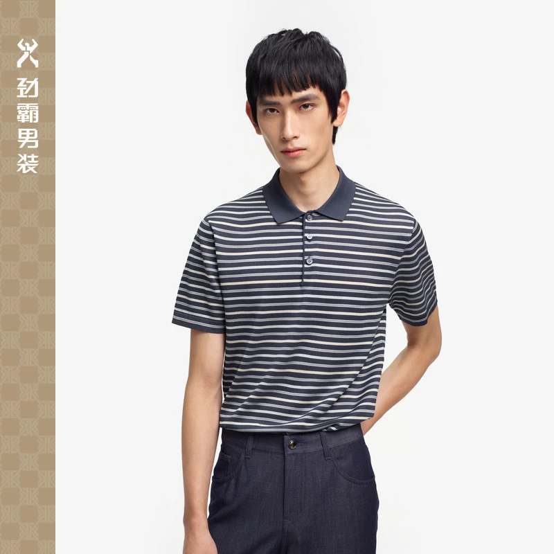 劲霸男装时尚休闲丝滑冰爽挺括弹力易打理夏日凉感T恤|BTLE2912