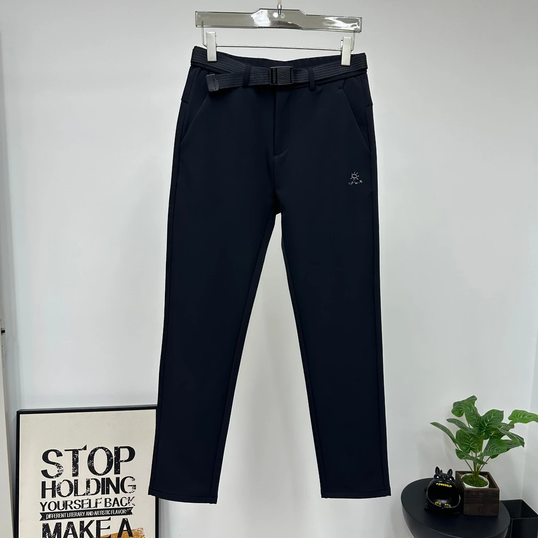 8120男士休闲裤秋冬加厚防风保暖刺绣腰带软壳裤舒适百搭直筒裤男