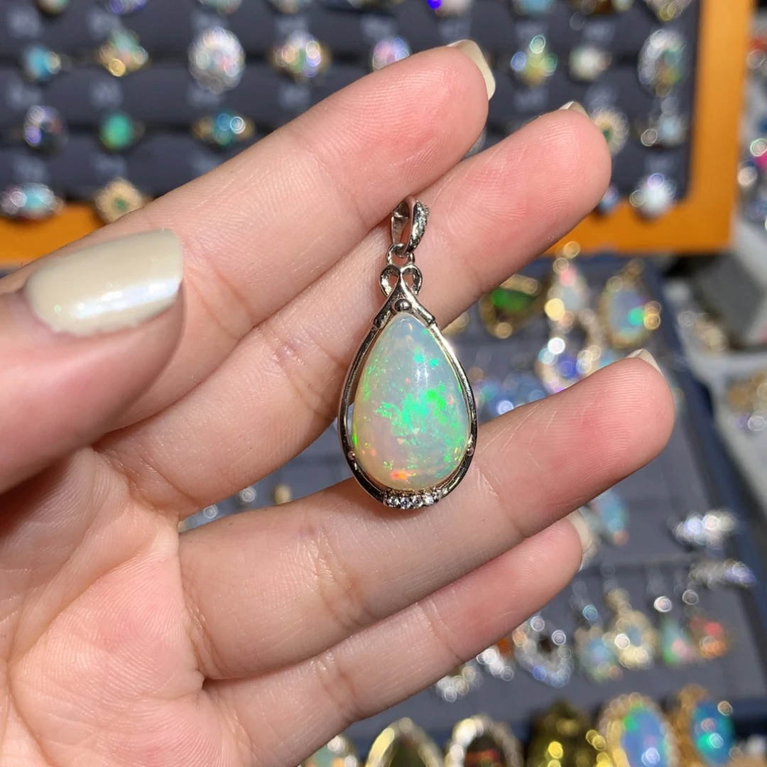 银S925镶嵌欧泊欧泊吊坠l