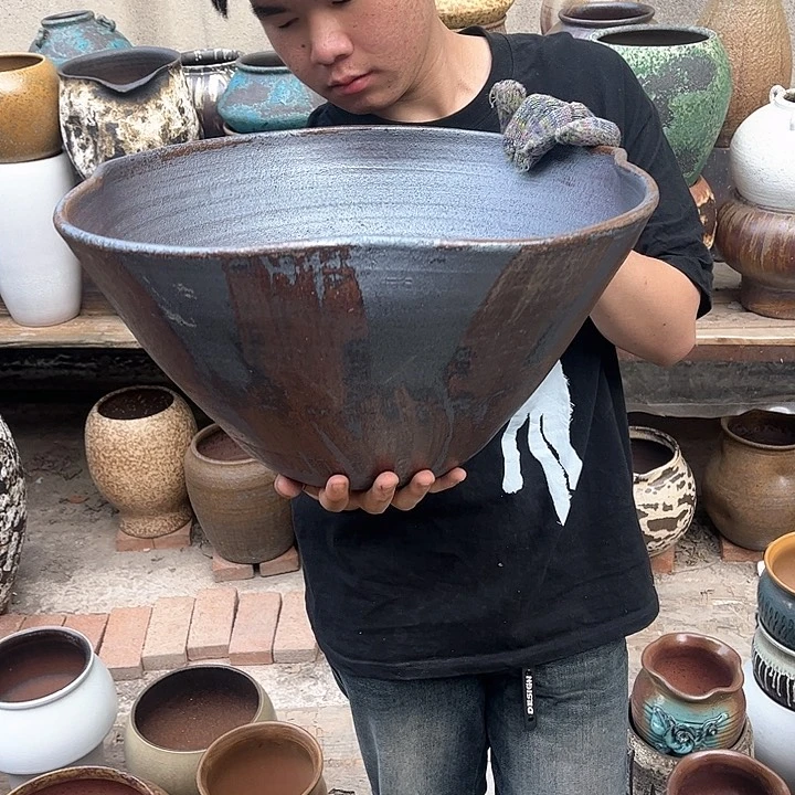 紫砂花盆高度25口径45