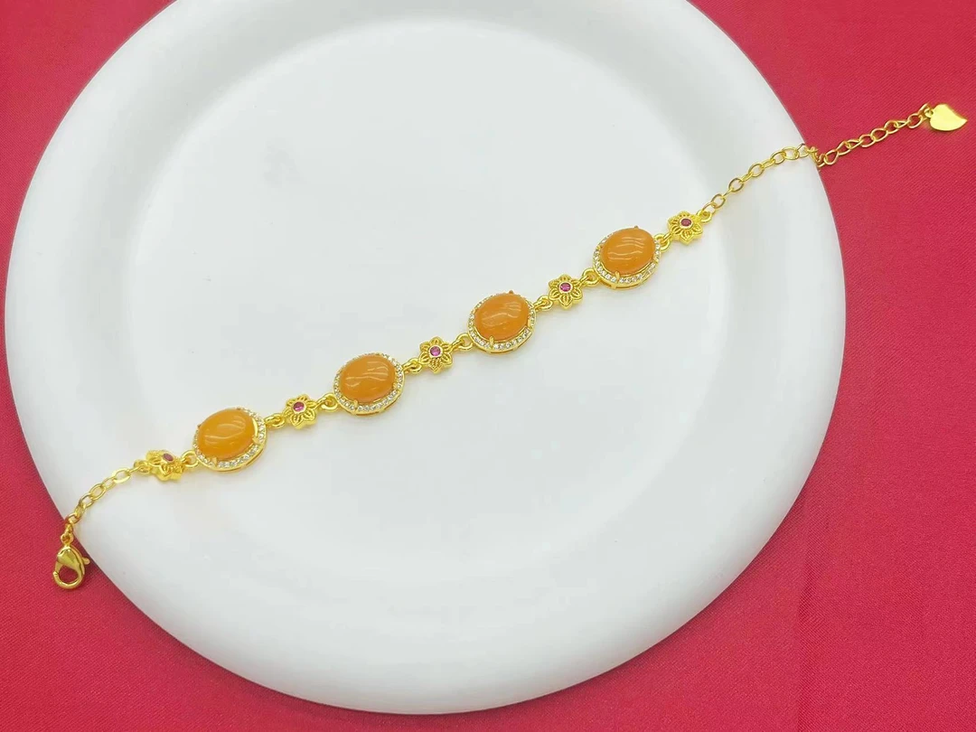 【安总专属】天然珠宝琥珀蜜蜡天然无烧老蜡豪华手链（赠包装）K370