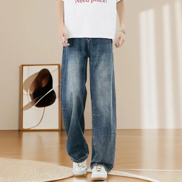 夏季超薄透气莱赛尔冰丝2062宽松阔腿直筒垂感休闲百搭男软牛仔裤