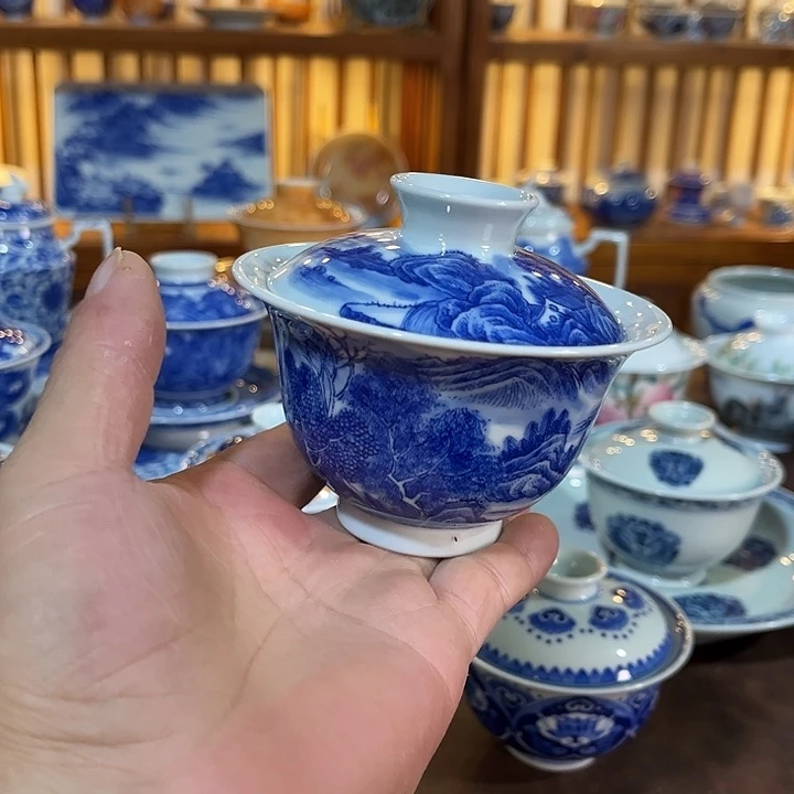 錡镇堂手工手绘盖碗