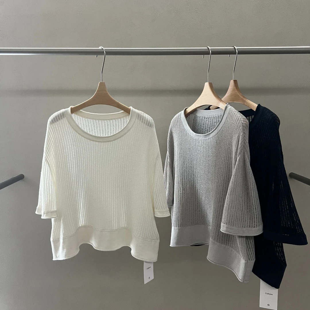 Pada.嘻&uni【夏日之选】轻薄透气 圆领宽松针织衫 50910Hi Fortune