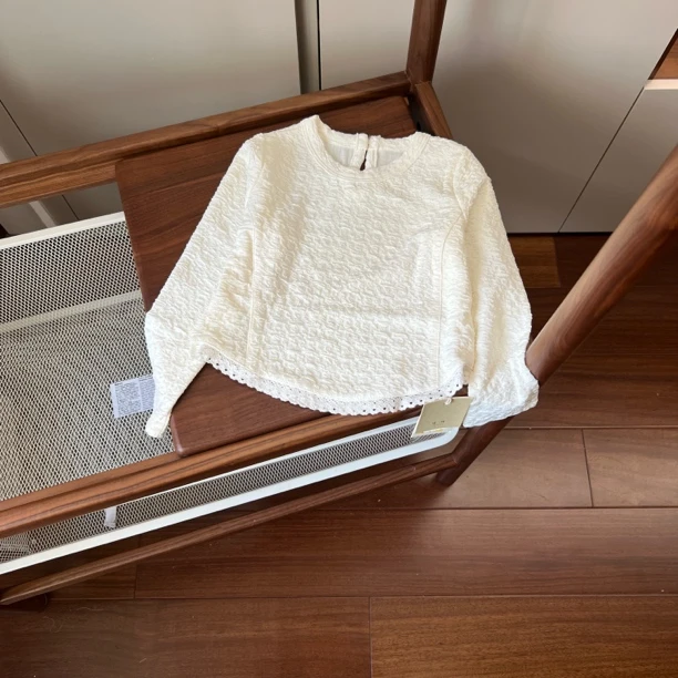 【编号R862】N24021-12-儿童花边褶皱打底衫B米色-NL