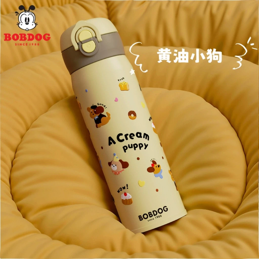 巴布豆新款保温杯女学生上学专用高颜值双饮杯儿童外出便携吸管杯