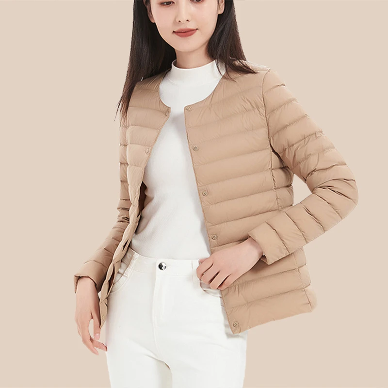 QX01卡码拍大外套女2024年轻便新款秋冬圆领变V领保暖外套