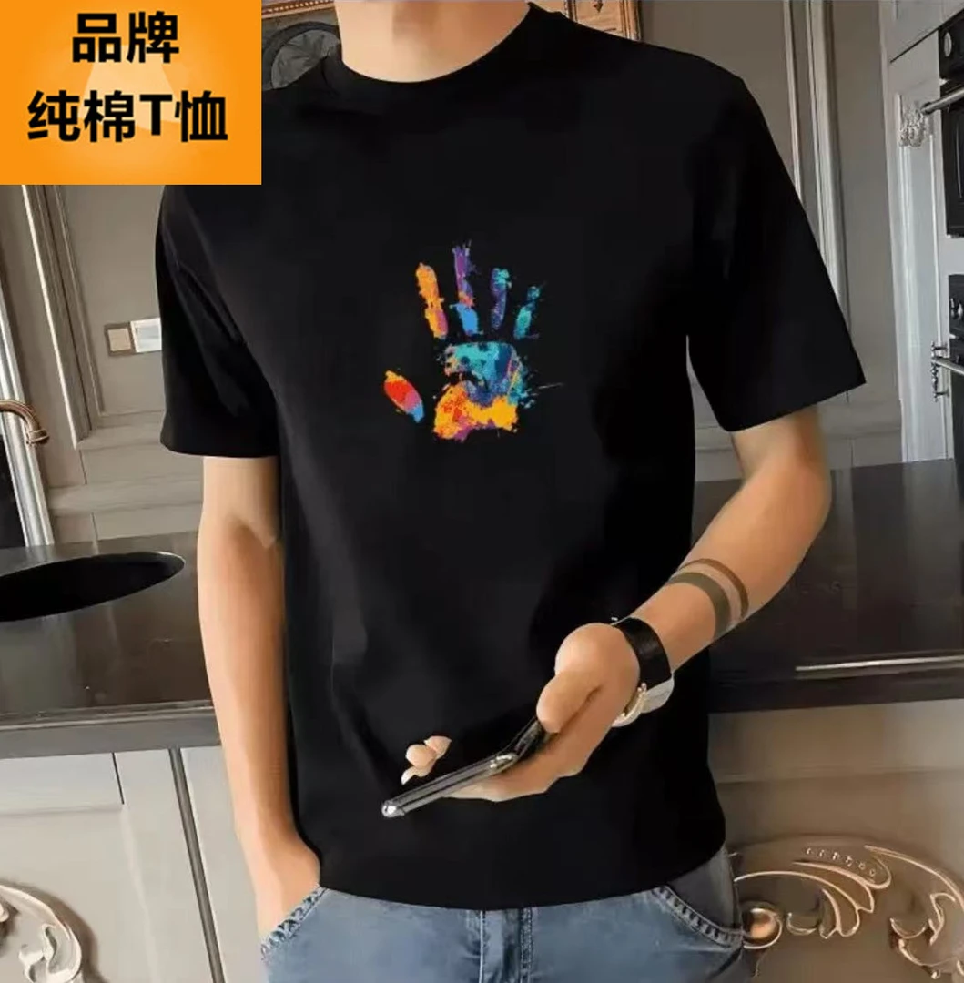 印花短袖夏季天男士T恤潮流纯棉时尚休闲百搭情侣半袖宽松圆领