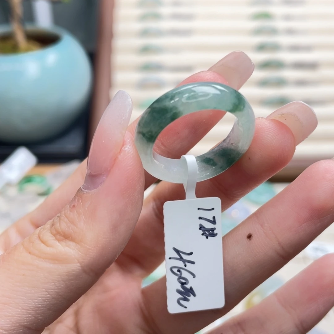 翡翠未镶嵌戒圈a60港圈17冰飘花