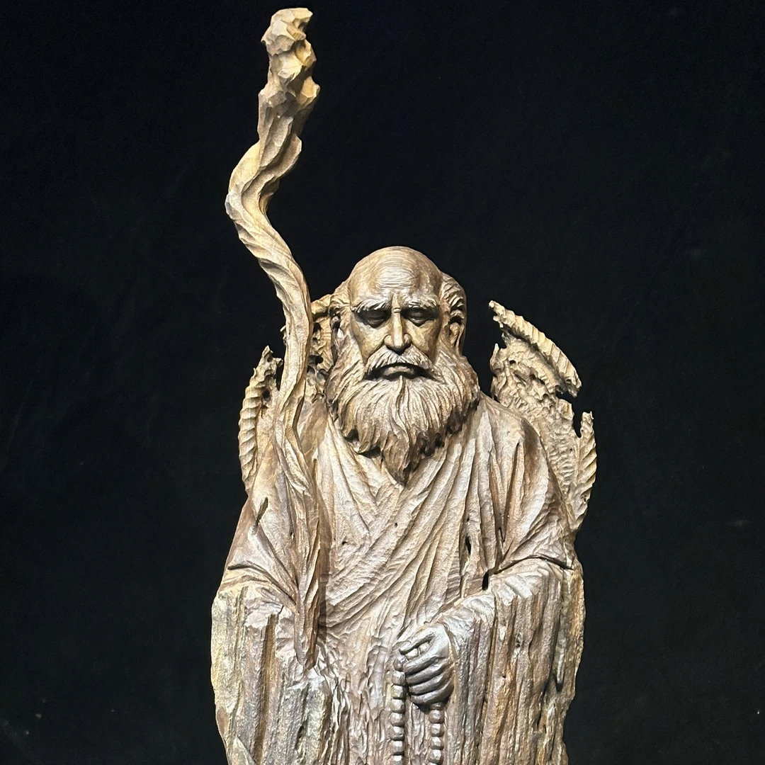 达摩祖师达摩悟禅楠木材质纯手工雕刻根雕桌面摆件