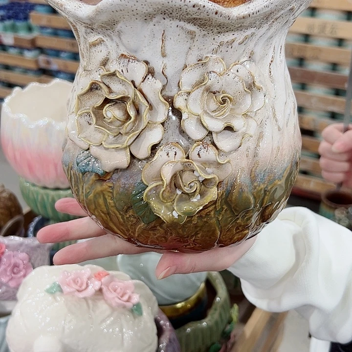 有孔.凑满10元发货多肉陶瓷花盆！