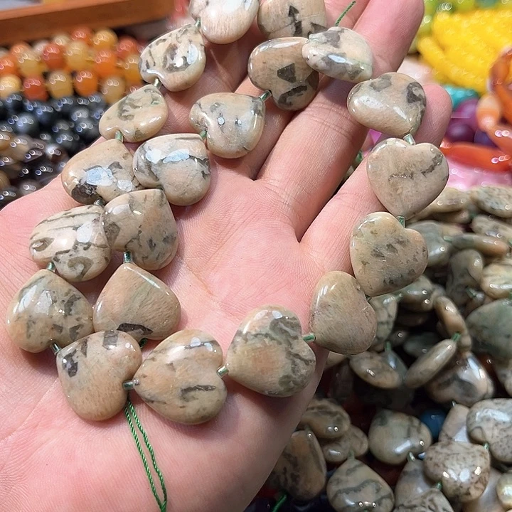 玛瑙/玉髓合金珠宝半成品天然常石爱心一条20mm