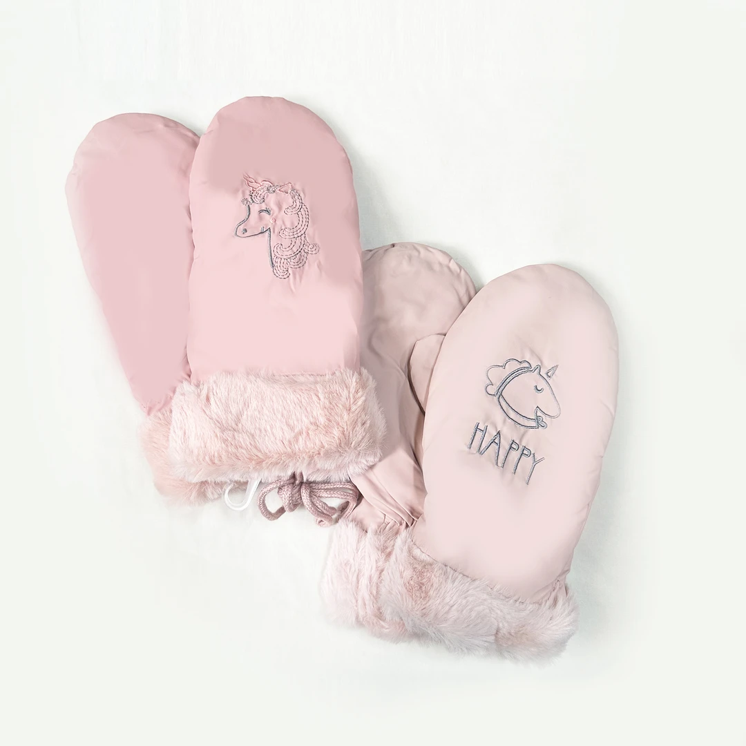 冬季防寒防风加绒卡通图案保暖挂脖手套E279