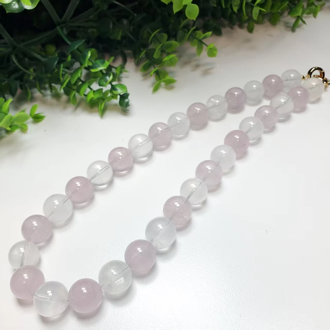 Q443【赵小姐】时尚粉水晶+白水晶 项链多样发其一