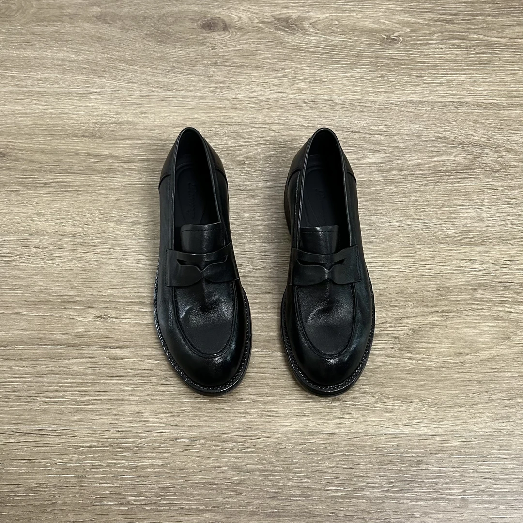 Dannyfrey头层牛皮初秋新品经典极简风百搭一脚蹬真皮乐福鞋3.5CM