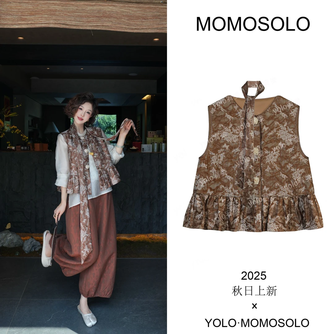 •扶桑•2025秋原创金丝线网纱提花玫瑰马甲丝巾两件套QM25Q3258372