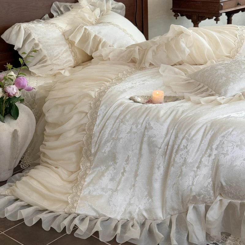 慕逸【爱丽丝】床盖款纯棉全棉四件套法式公主风少女心床上用品